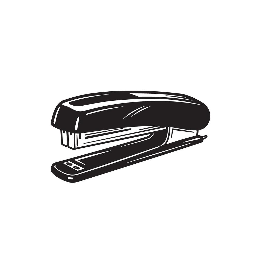 Simple black and white illustration of a stapler for office or school use vector