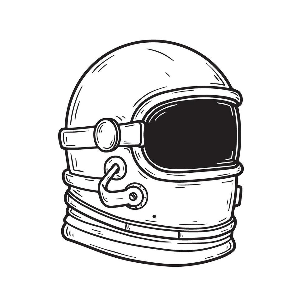 Vintage art silhouette illustration of an astronaut helmet for space exploration designs and retro themes vector