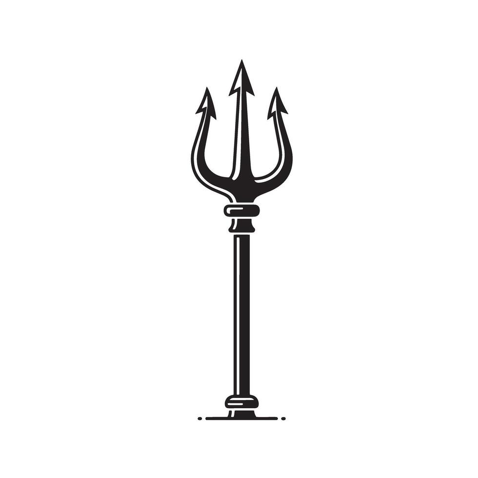 Black trident spear symbol design vintage art silhouette representing greek god poseidon for creative projects vector