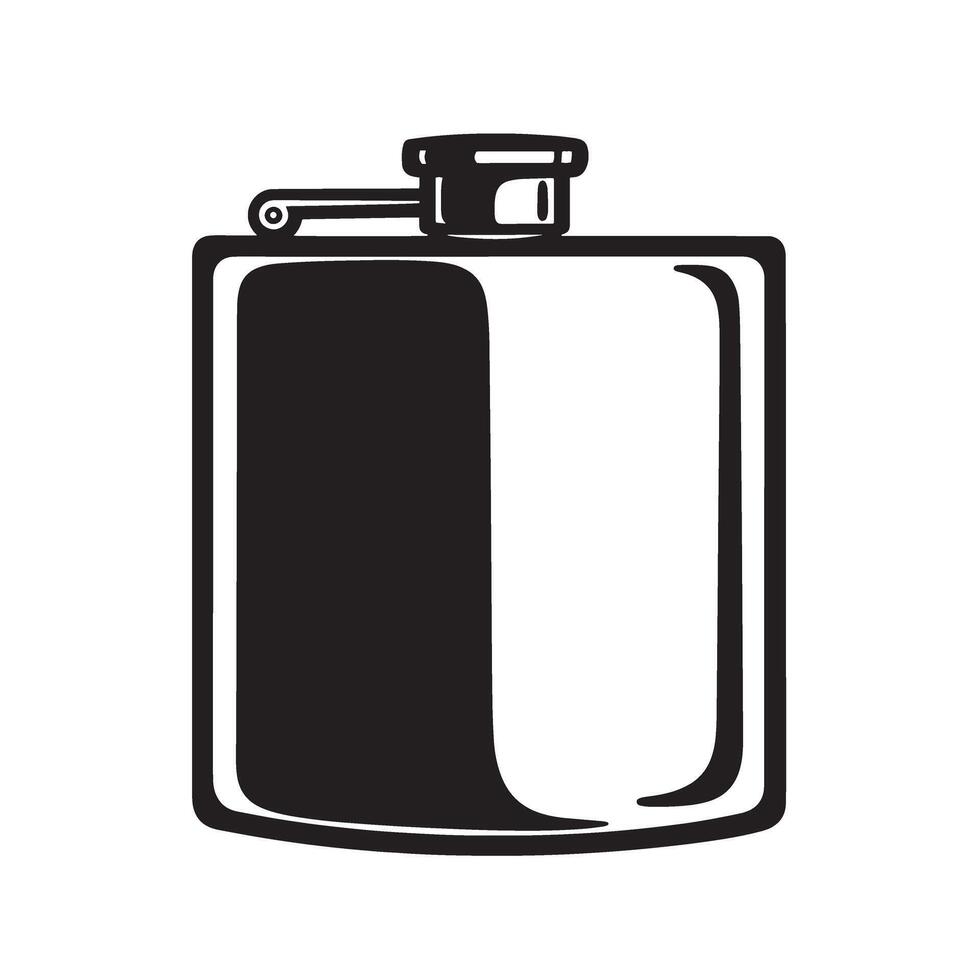 illustration of a stylish flask presented in a clean black and white silhouette design suitable for various creative uses. vector