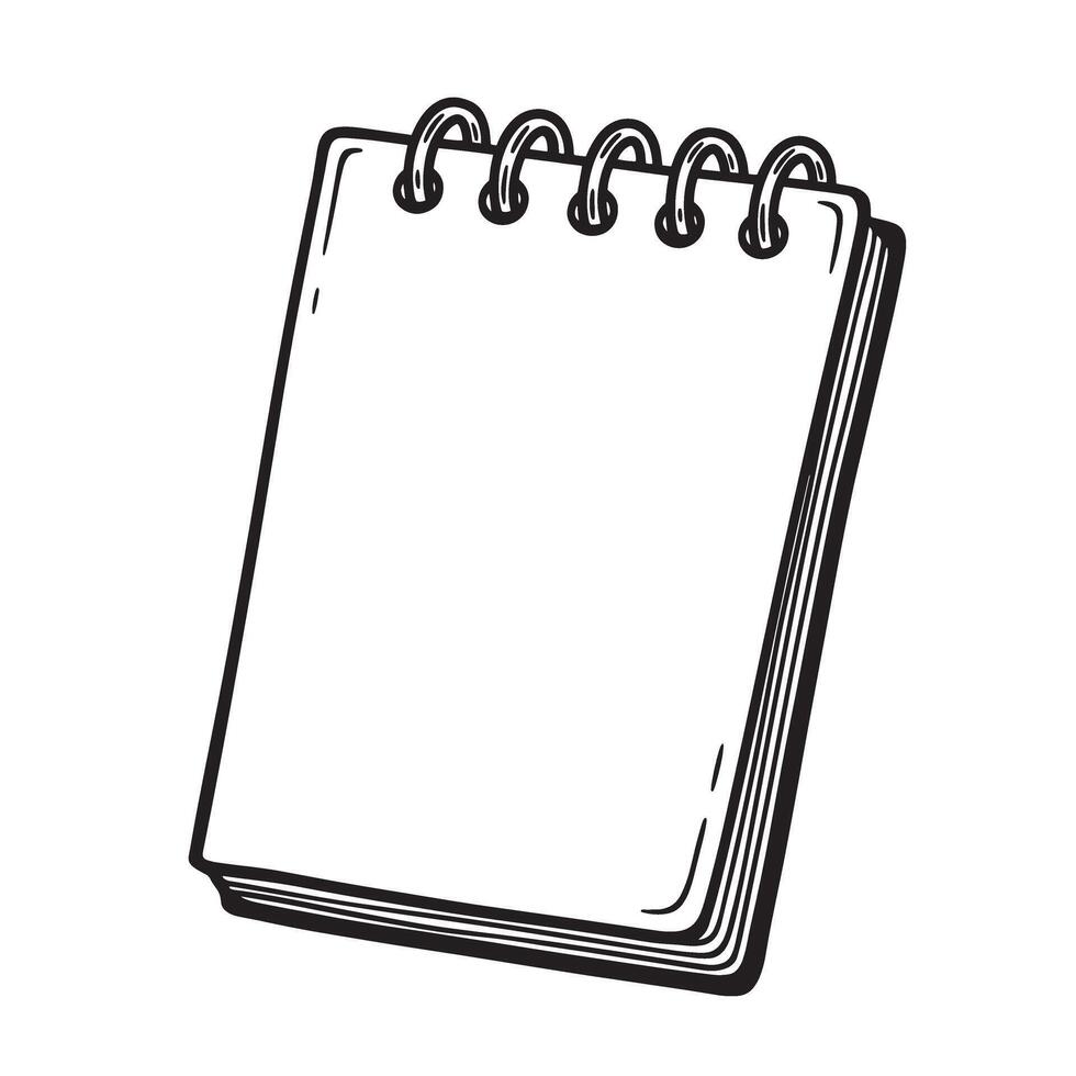 Hand drawn illustration of a blank spiral notebook for vintage art designs vector