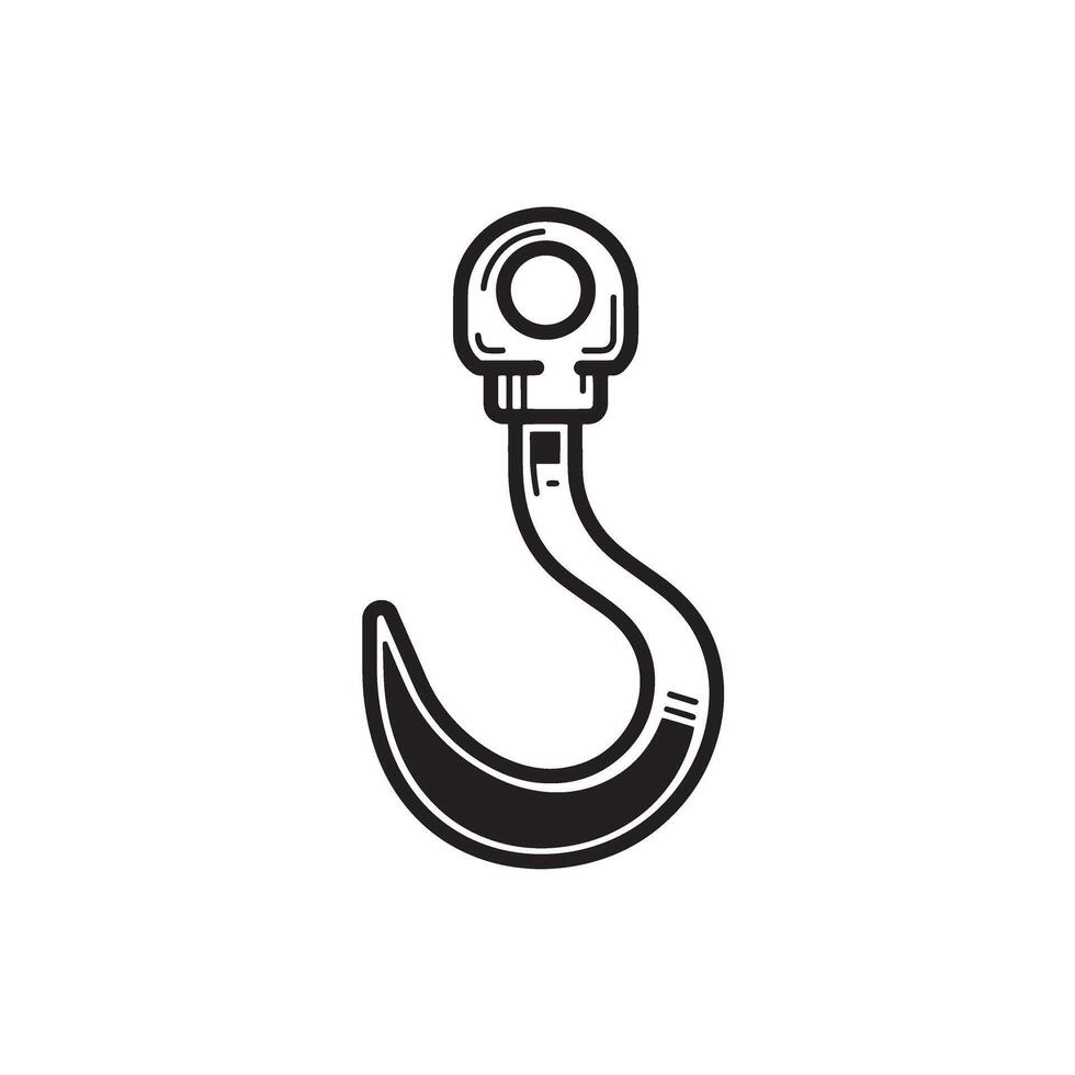 illustration of a classic black and white crane hook vintage art silhouette for industrial concepts vector