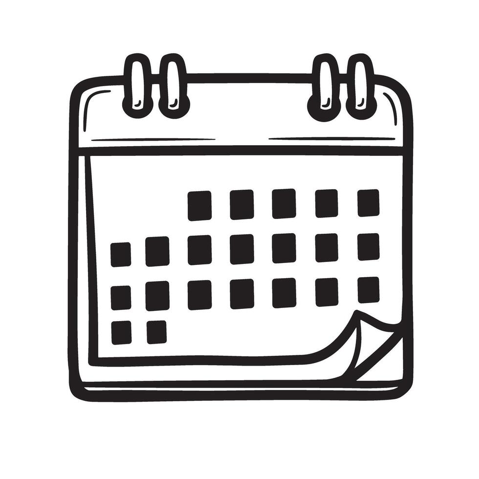 Hand drawn illustration of a simple calendar with the corner of a page folded over vintage art vector