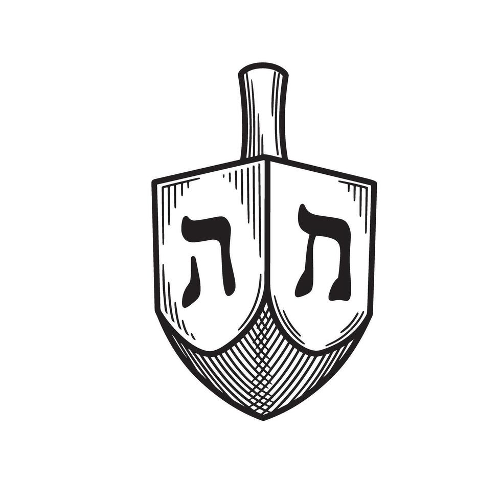 Vintage art illustration of a dreidel featuring hebrew letters for the hanukkah celebration vector