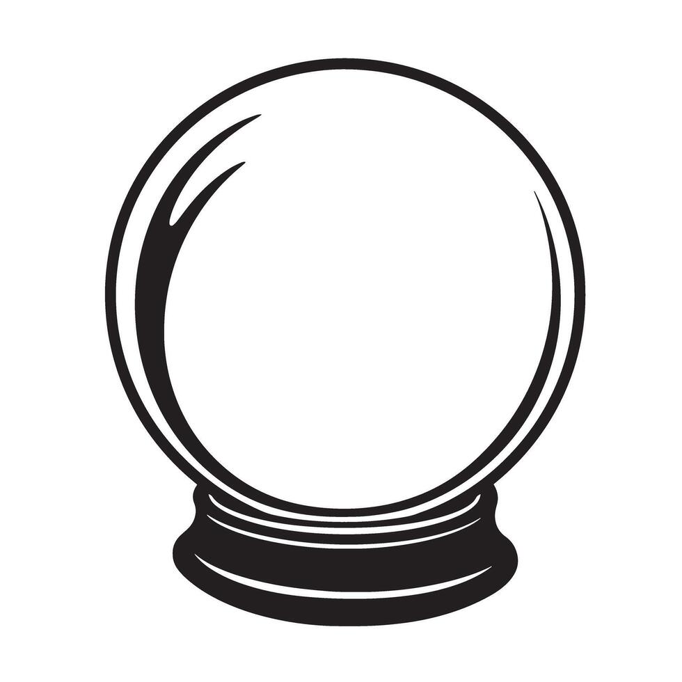A minimalist black and white illustration of a crystal ball perfect for fortune telling and predictions silhouette vector