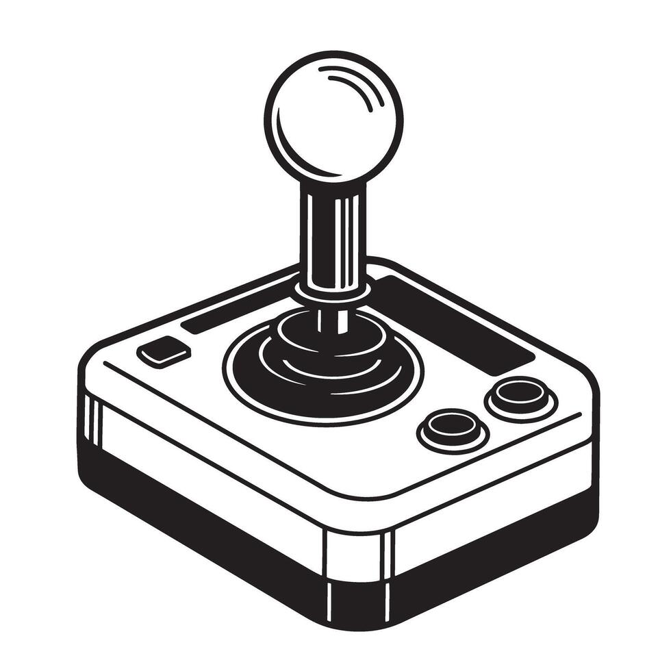 Retro joystick with ball top and buttons vintage gaming vector