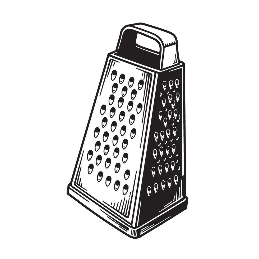 Classic kitchen tool a vintage art silhouette illustration of a grater for culinary and cooking concepts vector