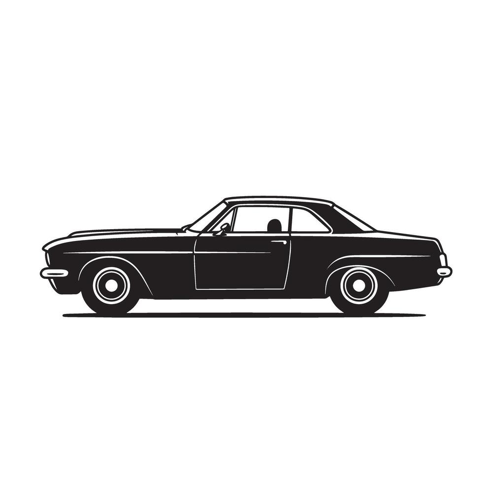 Black Silhouette Classic American Automobile white illustration vector