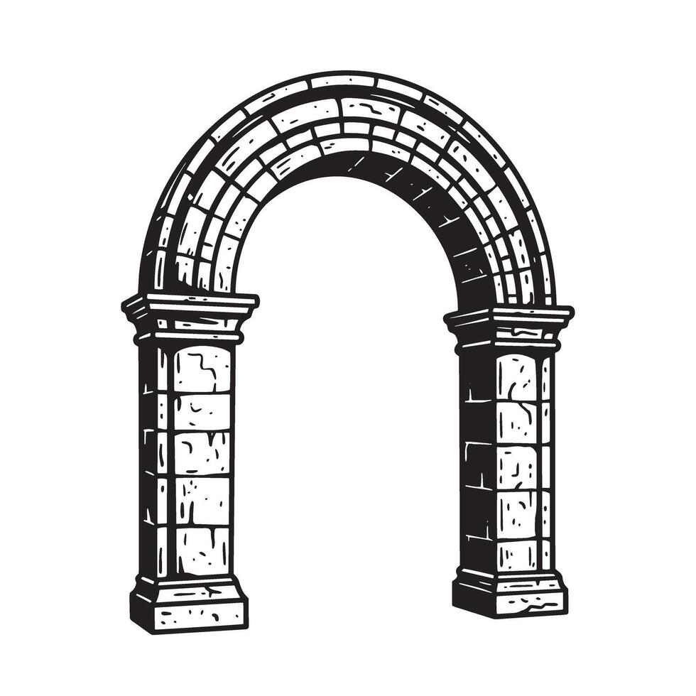 illustration of a vintage art silhouette roman archway architecture element design vector
