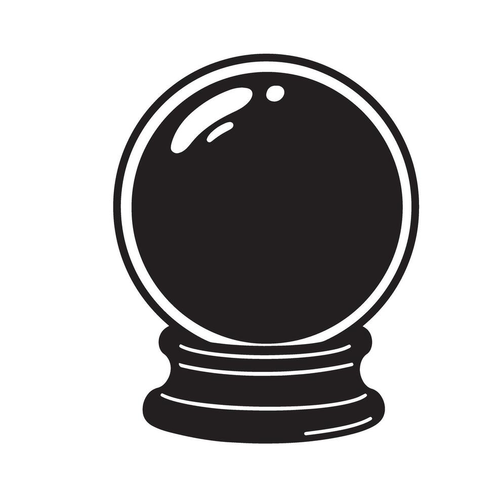 Black and white illustration of a crystal ball perfect for a vintage art silhouette vector