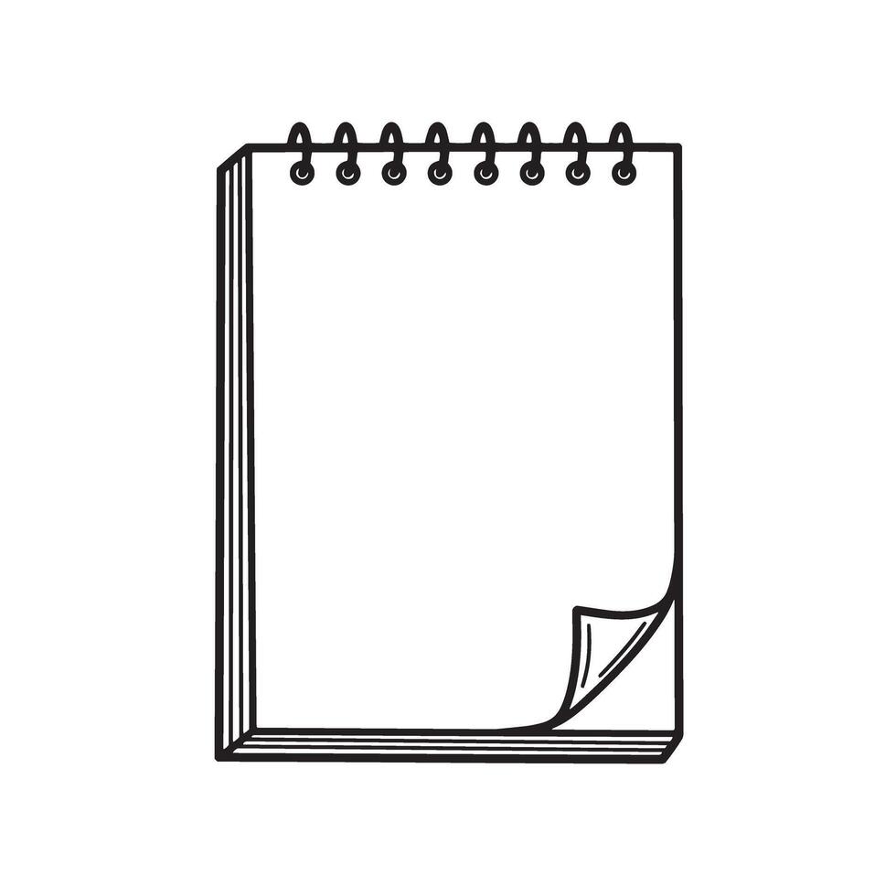 Simple hand drawn black and white spiral notebook blank pages concept for design vector