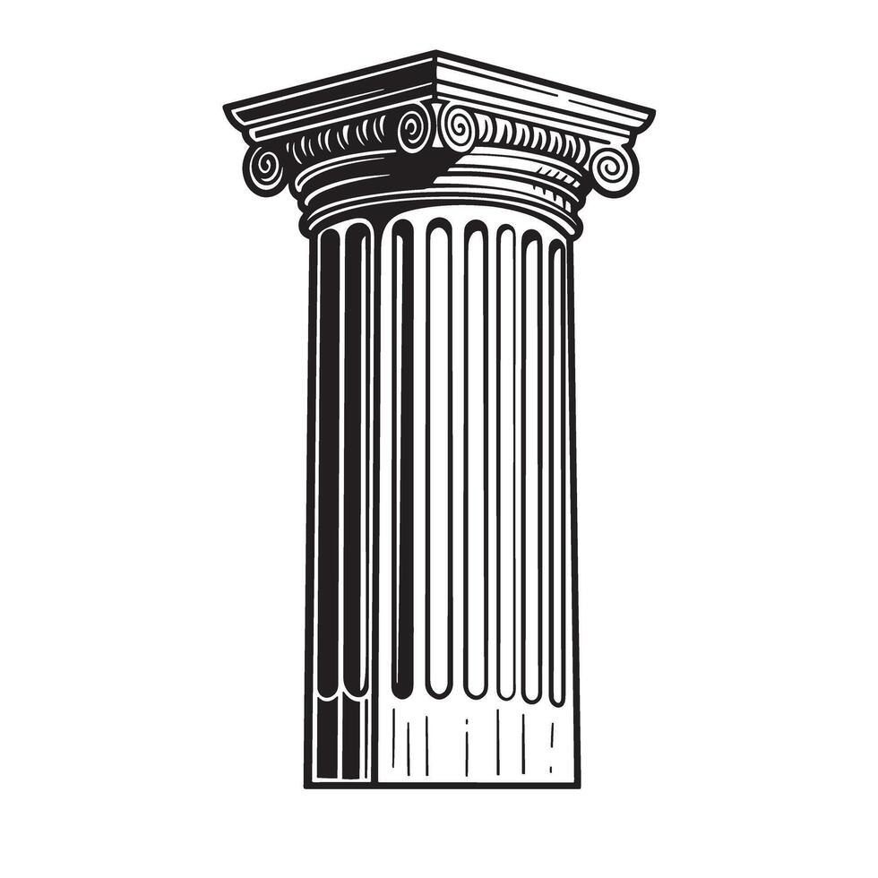 Detailed illustration of a classic greek column in vintage art style vector