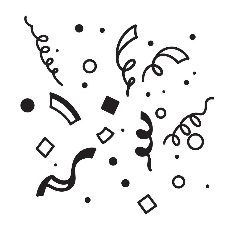Simple black and white confetti and serpentine illustration for party decoration vector