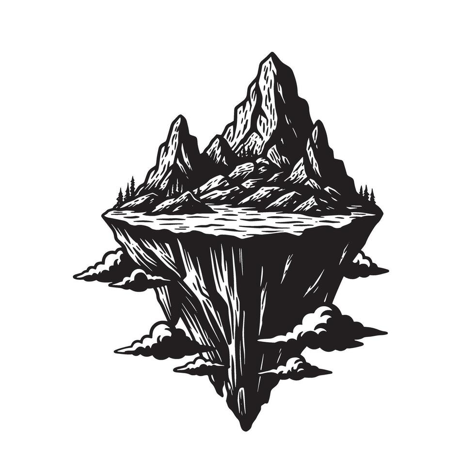 Vintage Art Floating island vector
