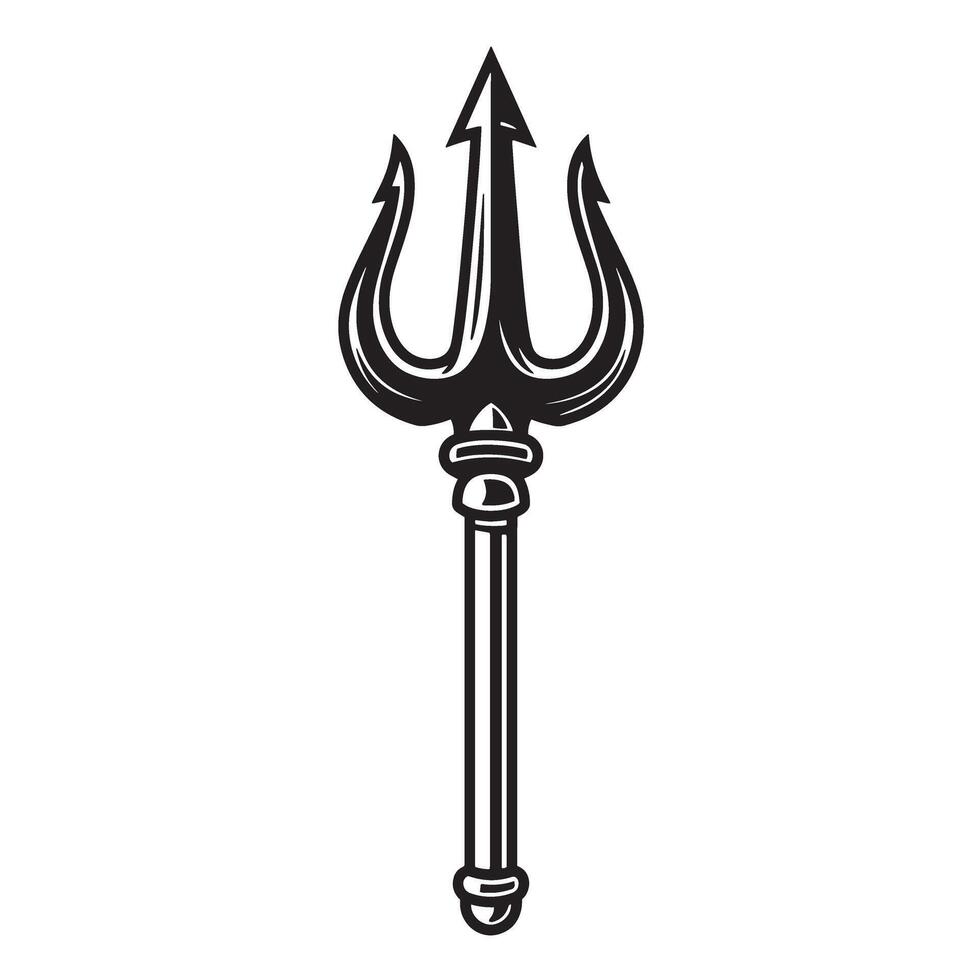 Elegant vintage art silhouette depiction of a trident symbolizing power strength authority and divinity vector