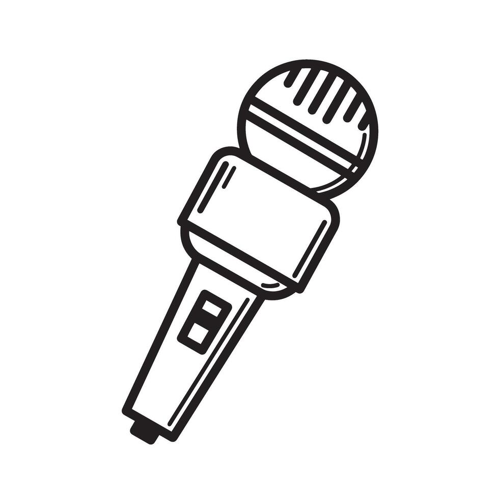 A simple black and white microphone silhouette in format representing voice recording sound communication and broadcasting media vector