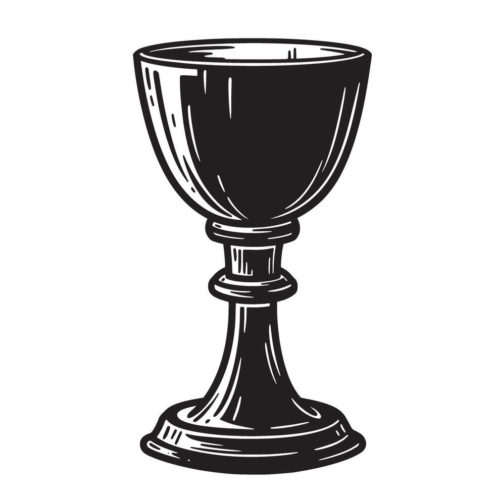 Elegant vintage art silhouette of chalice isolated on white background illustration vector