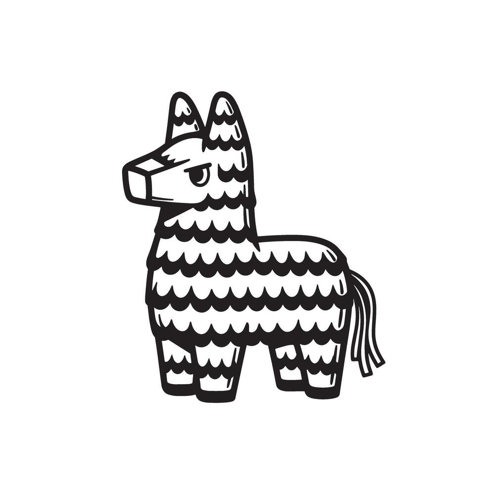 Cute hand drawn black and white illustration of a mexican pinata for celebration vector
