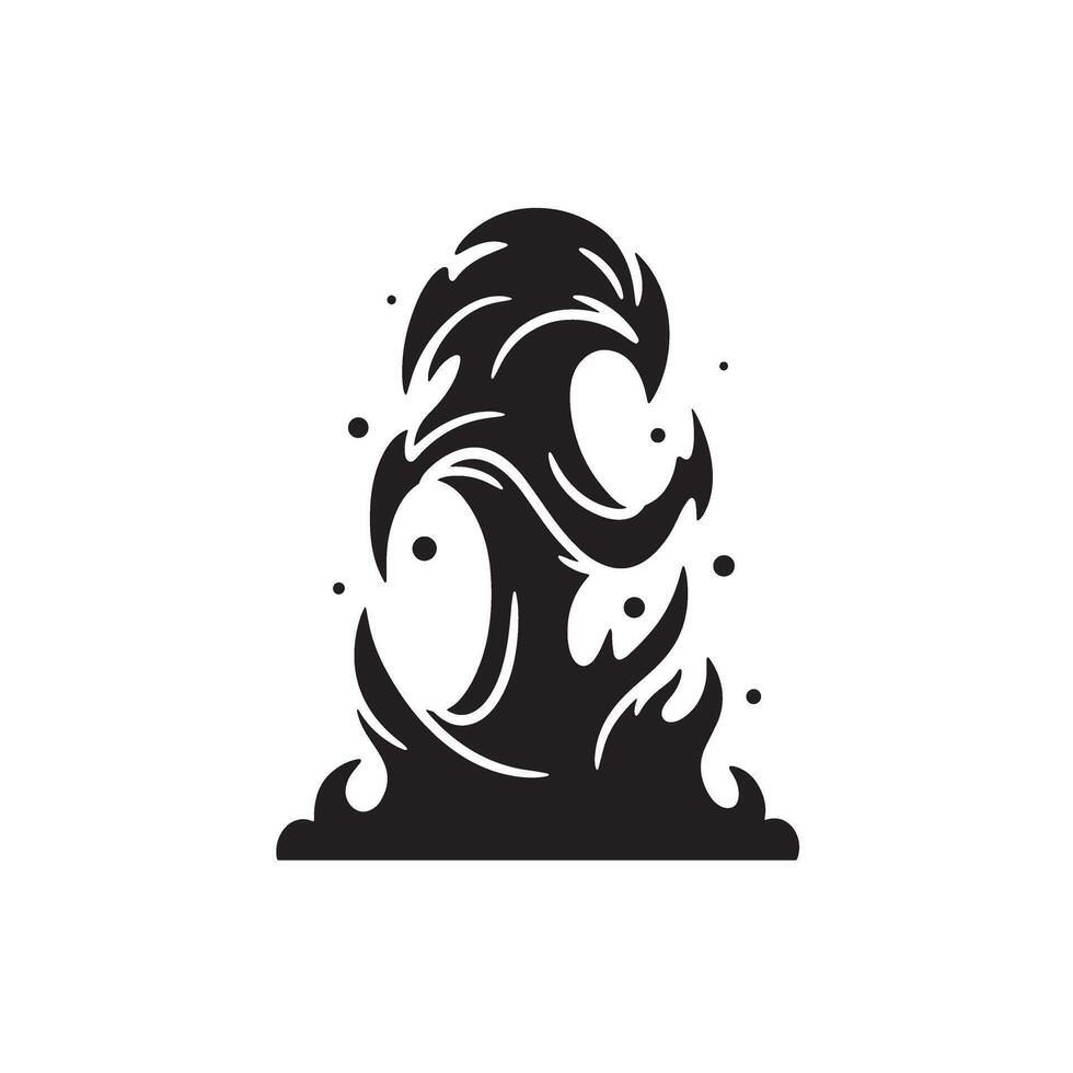 Black tribal symbol design inspired by fire elements with vintage art silhouette style vector