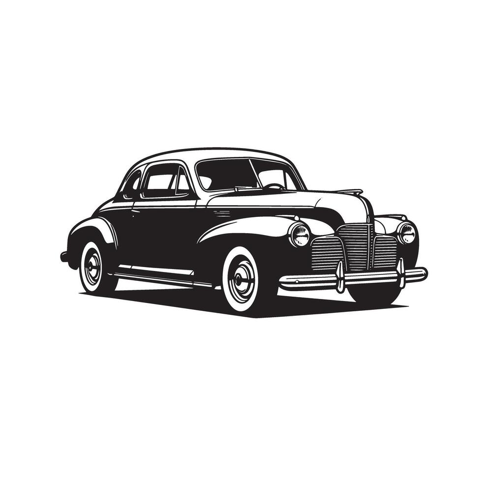 Vintage Art Silhouette Classic American Automobile black and white iconic transportation history vector