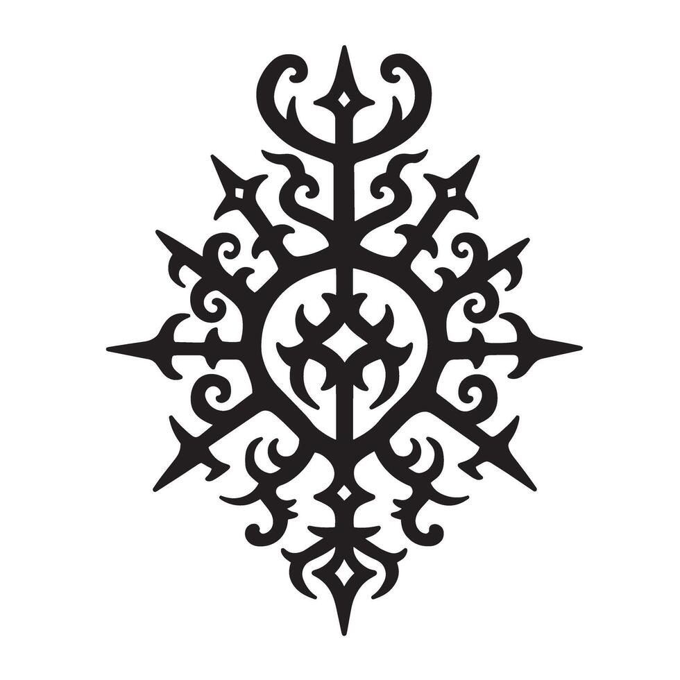Intricate vintage art silhouette of a symmetrical ornamental design on a white background vector
