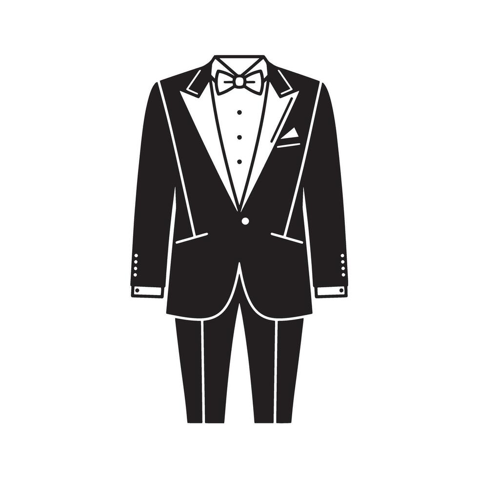 Elegant black and white vintage art silhouette of a tuxedo perfect for special occasions and formal events vector