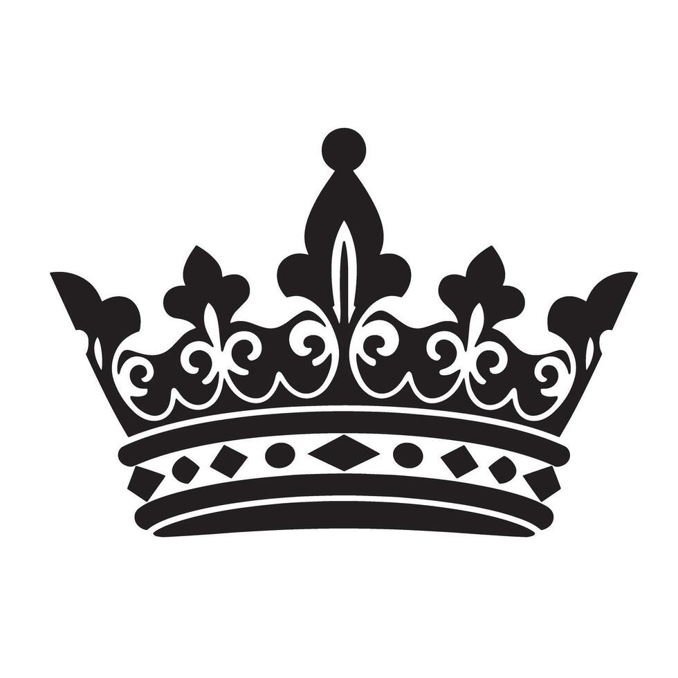 Elegant black and white vintage art silhouette of a royal crown for design projects vector