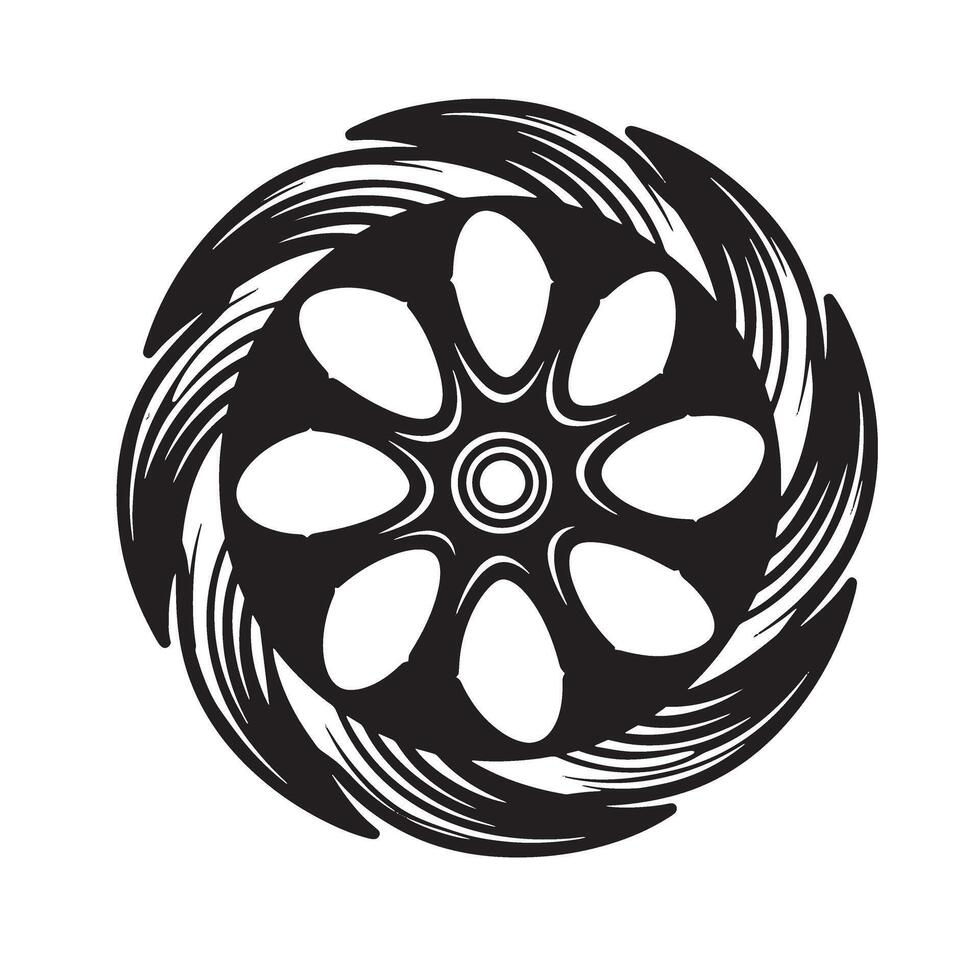 Striking vintage art silhouette of a circular floral design with intricate and detailed elements vector