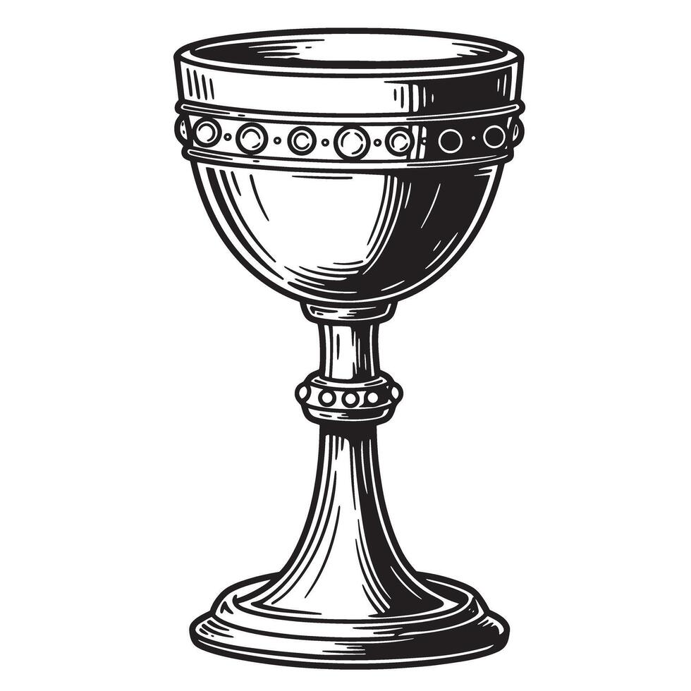 Elegant hand drawn vintage art silhouette of a chalice for religious ceremonies and spiritual practice vector