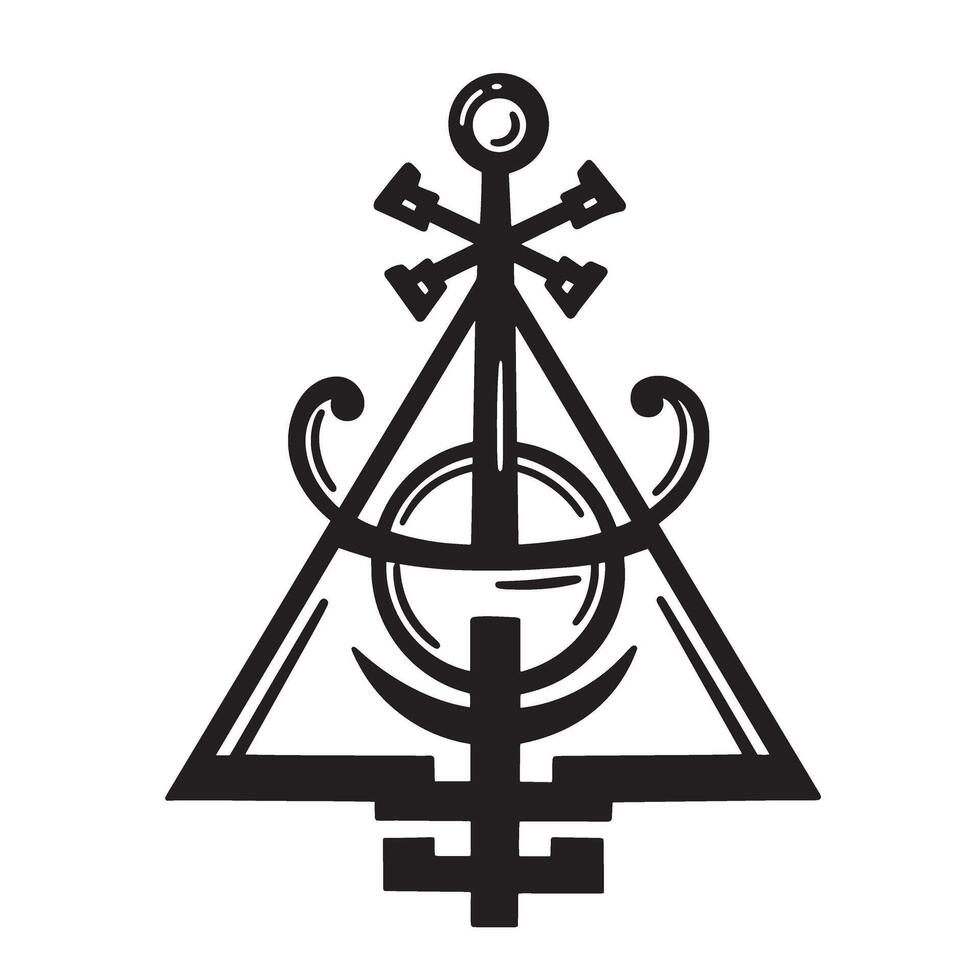 Decorative vintage art silhouette of a symbolic occultist design element for graphic applications vector