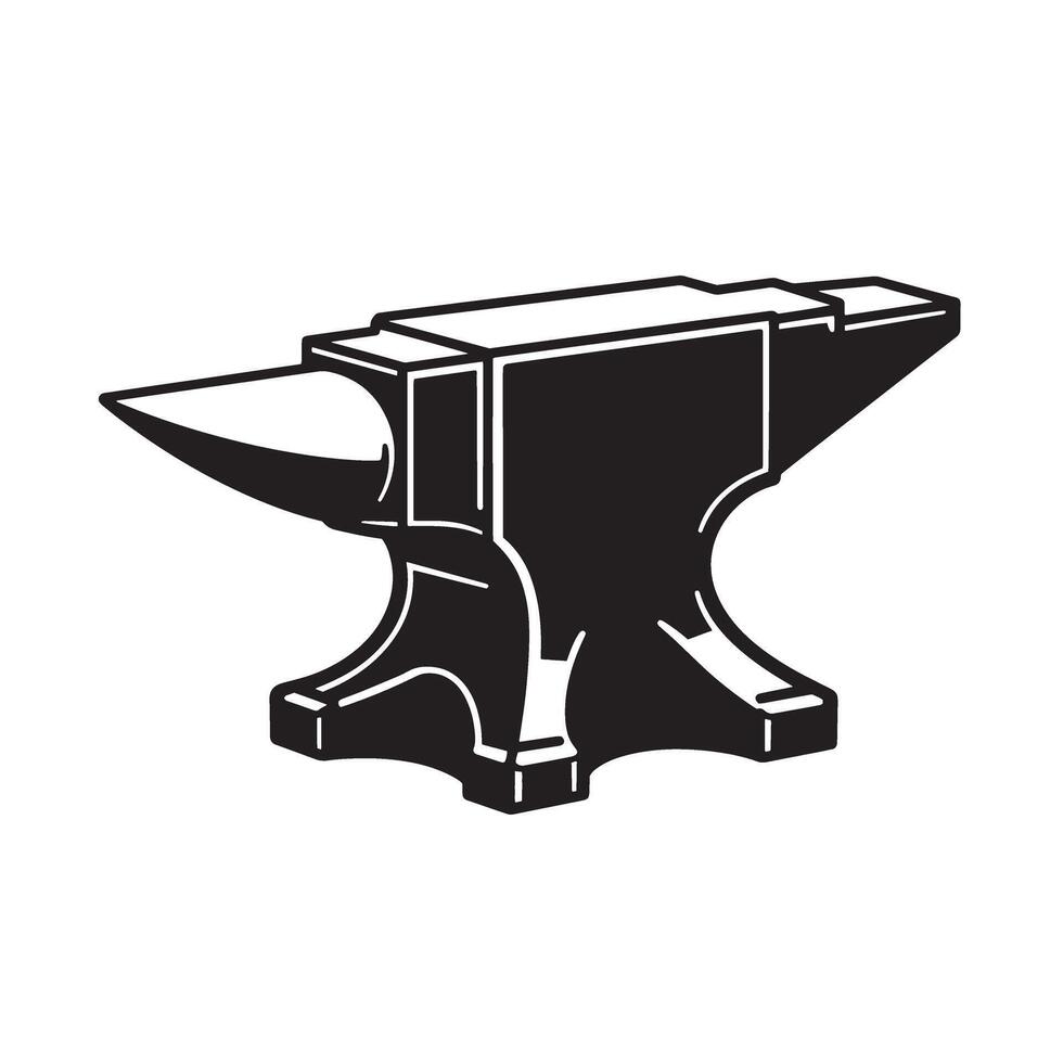 Detailed vintage art silhouette of a classic blacksmith anvil on a white background vector