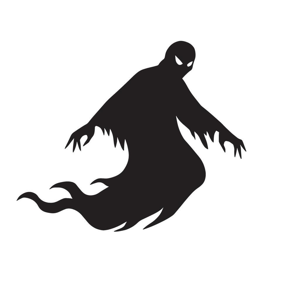 Simple black ghost silhouette spooky figure vintage art for halloween and holiday designs vector