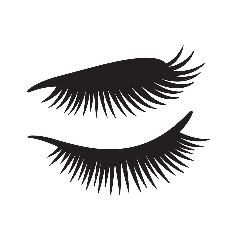 Elegant closed eyes with long eyelashes in a vintage art silhouette isolated on white background vector