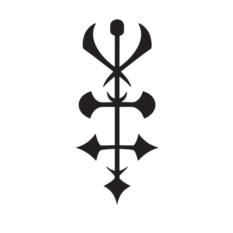 Intricate vintage art silhouette of a mystical symbol in black color on white background vector