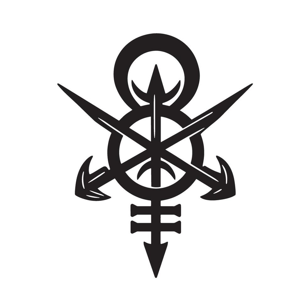 Abstract graphic illustration featuring a stylized symbol in a clean monochrome aesthetic vector