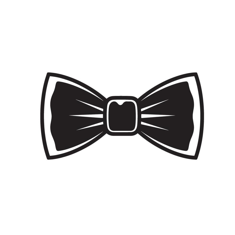 Elegant black bow tie illustration with vintage art silhouette perfect for formal occasions and gentlemanly style. vector