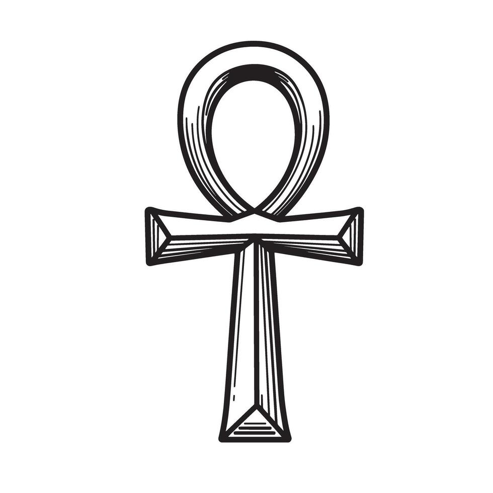 Hand drawn ankh symbol ancient egyptian life eternal existence vintage art silhouette eternal life symbol vector