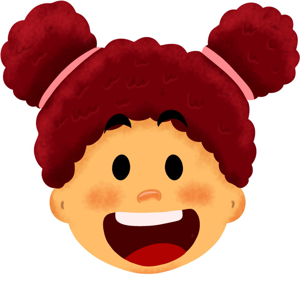 cute girl with cartoon style and showing happy expression png