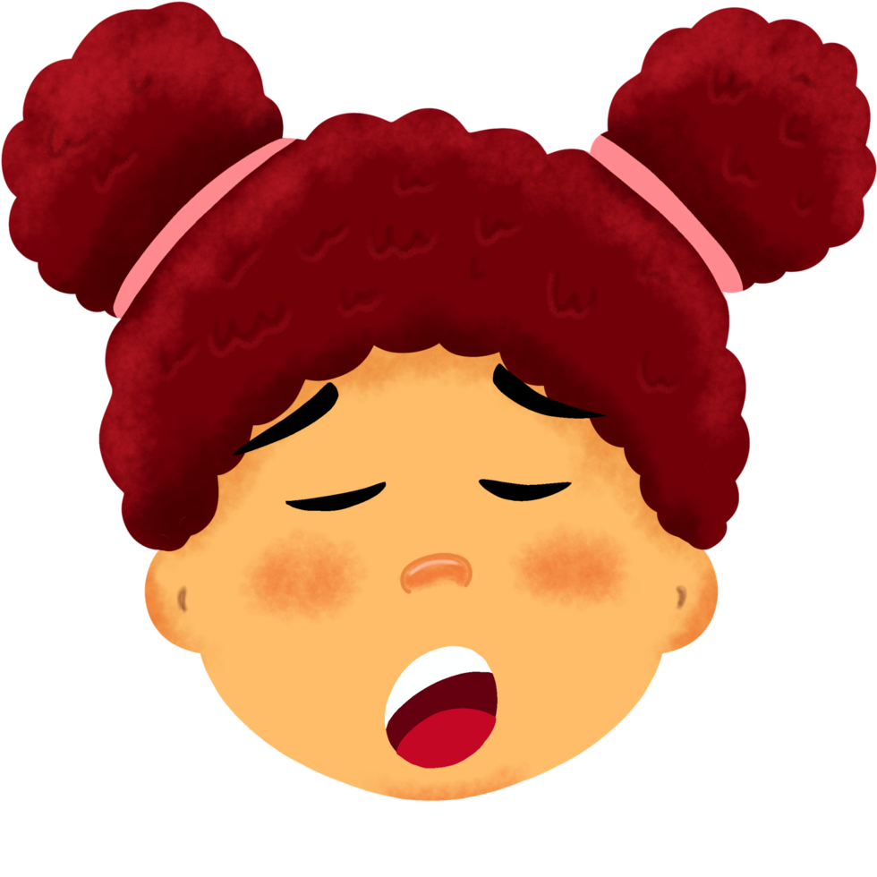 cute girl with cartoon style and showing sleepy expression png