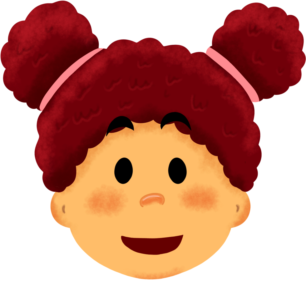 cute girl with cartoon style and showing smiling expression png
