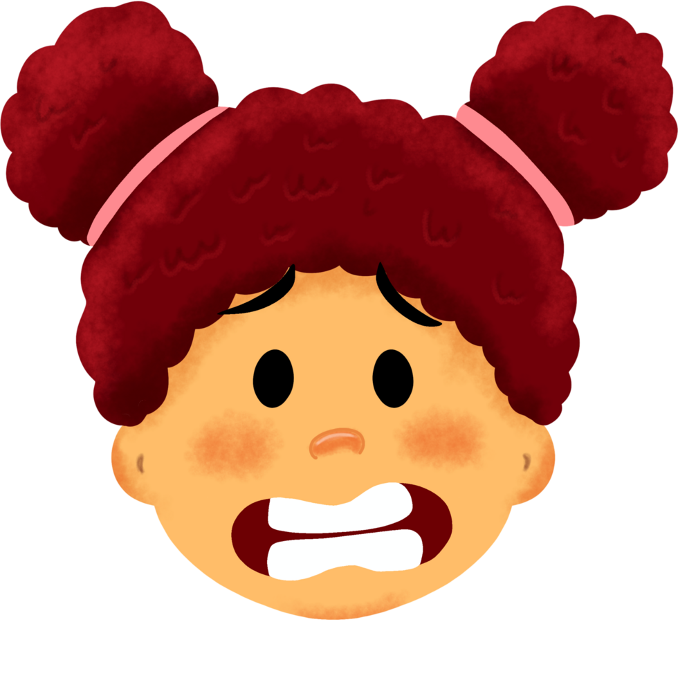 cute girl with cartoon style and showing anxious expression png