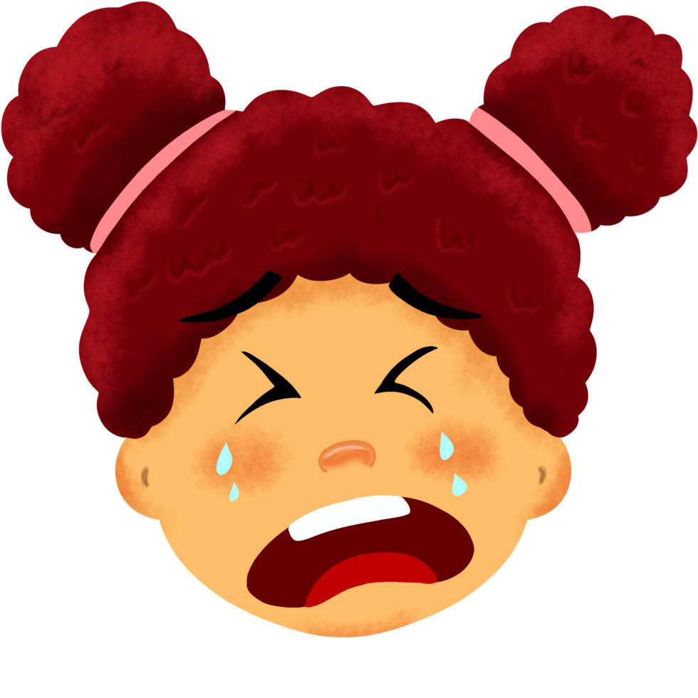 cute girl with cartoon style and showing crying expression png