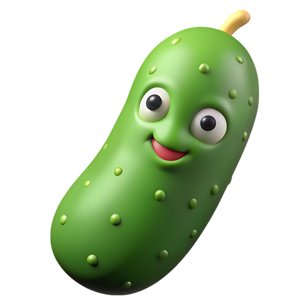 Smiling 3d cartoon cucumber. png