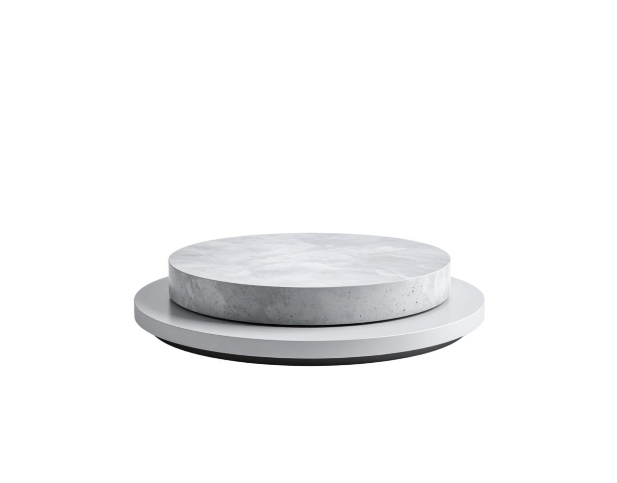 Circular Concrete Display Stand with Textured Top and Smooth Base. png