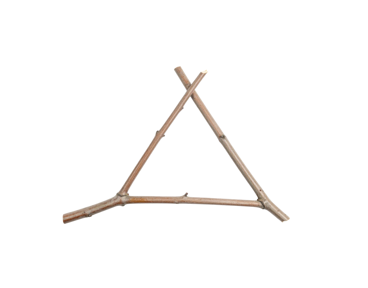Rustic Triangle Frame Crafted from Two Intertwined Brown Twigs. png