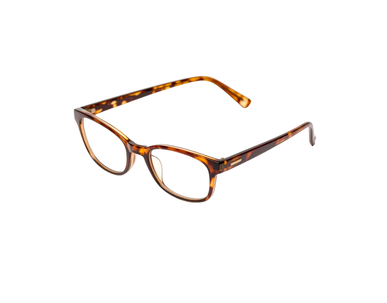Tortoise Shell Eyeglasses with Rounded Frames and Brown Lenses. png