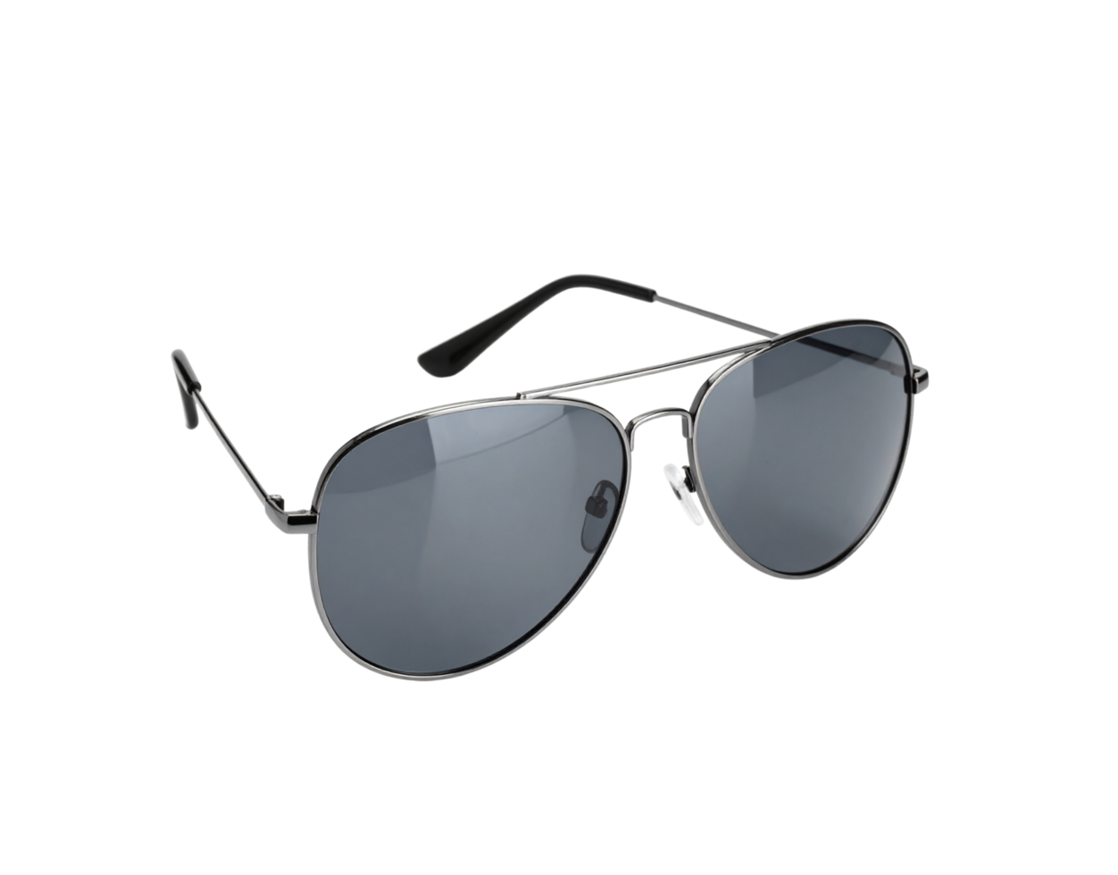 Sleek Silver Aviator Sunglasses with Dark Gray Lenses. png