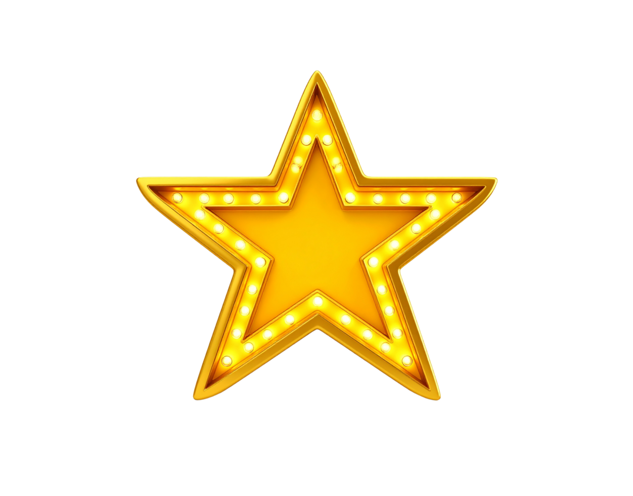 Golden StarShaped Marquee Sign with Illuminated Bulbs. png