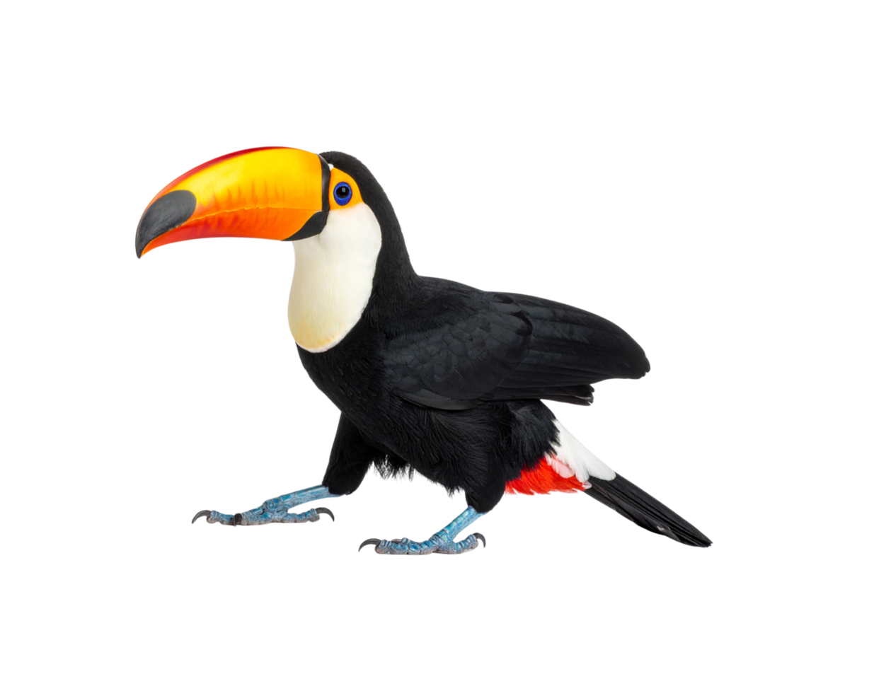 Striking Toco Toucan with Vibrant Orange Yellow and Black Plumage. png