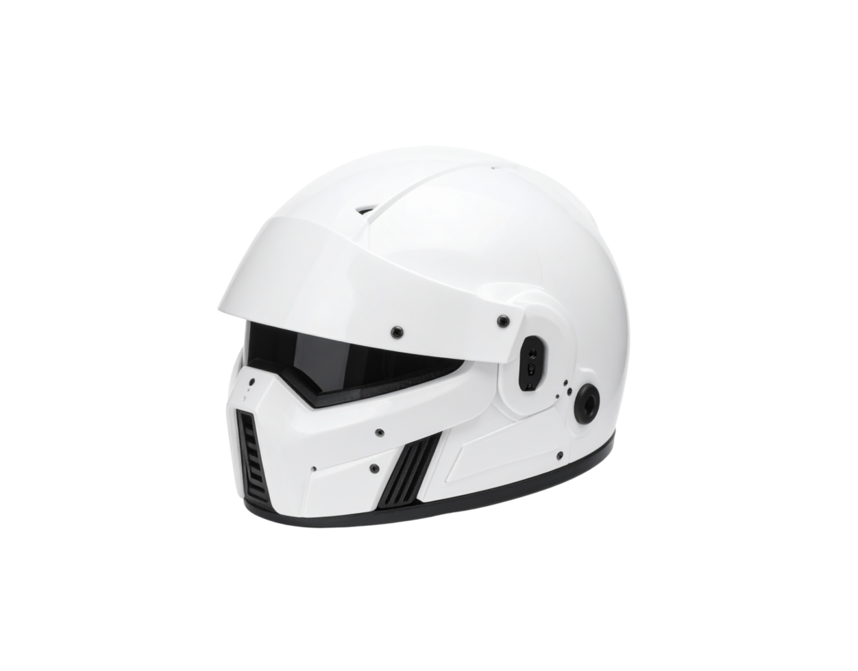 Sleek White Motorcycle Helmet with Futuristic Design and Integrated Visor. png